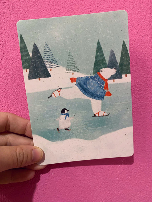 Cartolina Orso & Pinguino