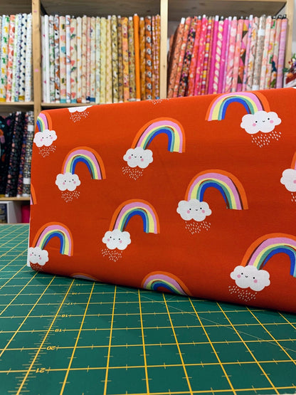 Cotone Americano Whatever The Weather Cloud Red Papercut Rainbows