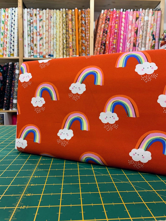 Cotone Americano Whatever The Weather Cloud Red Papercut Rainbows