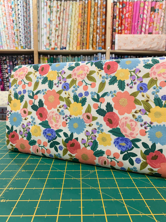 Cotone Americano Rifle Paper Co. Vintage Garden Blossom Cream Metallic