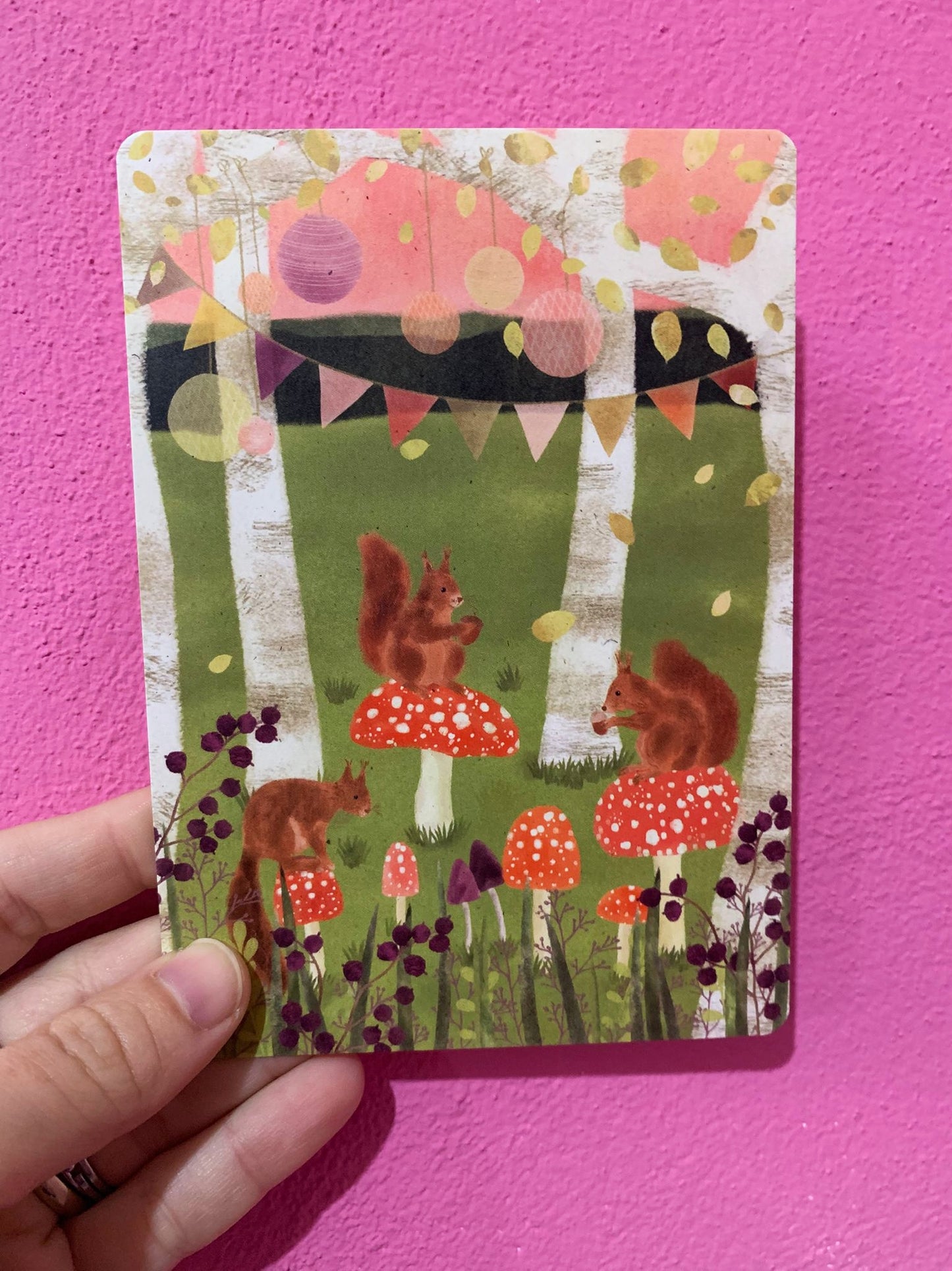 Cartolina Scoiattoli & Funghi