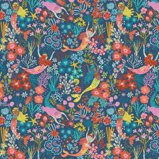 Cotone Americano Sirens Seas Coral Queens