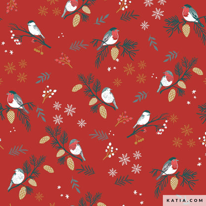 Promo Scampolo Jersey Xmas Birds Time 200 x 150 cm