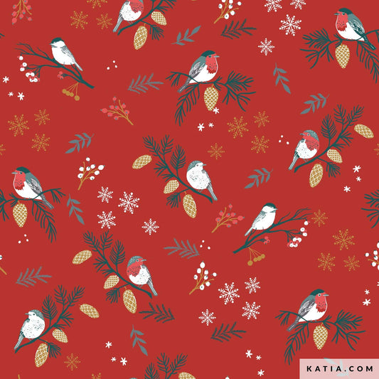 Promo Scampolo Jersey Xmas Birds Time 200 x 150 cm