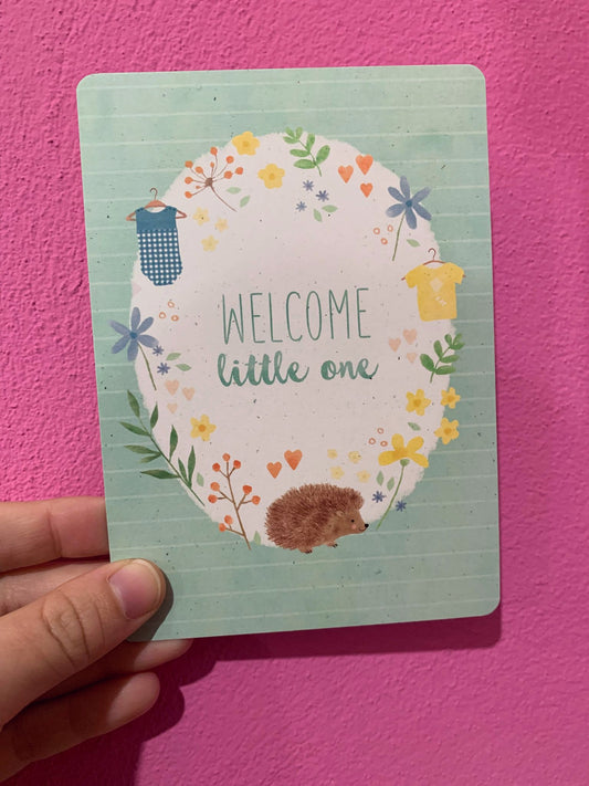 Cartolina Welcome Little One Acqua