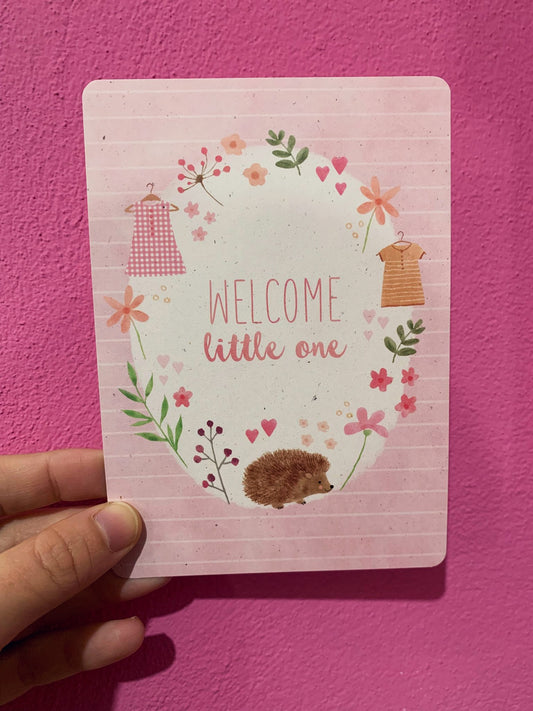 Cartolina Welcome Little One Rosa